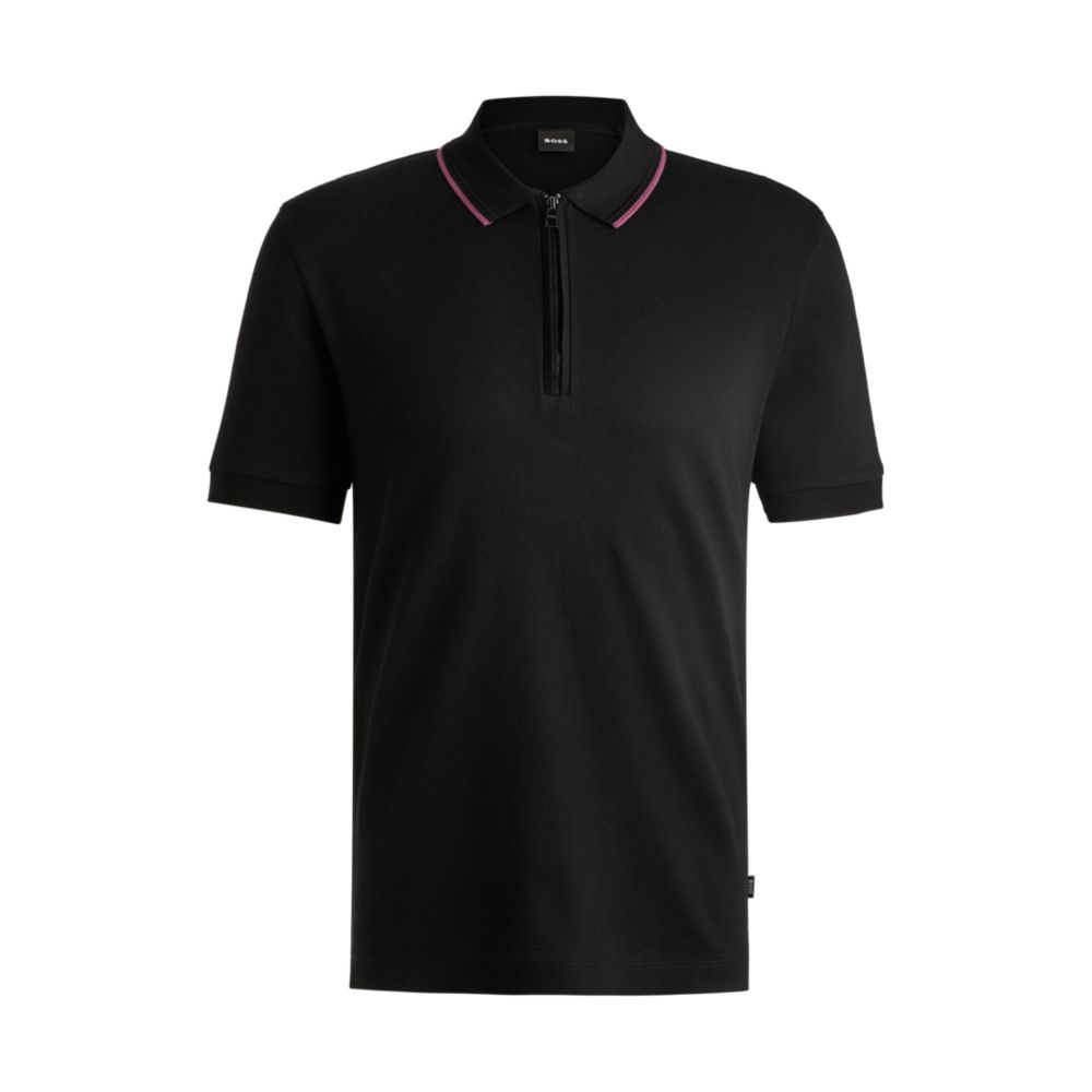Рубашка-поло из структурированного хлопка с застежкой-молнией BOSS, черный
Рубашка-поло из структурированного хлопка с застежкой-молнией BOSS, черный