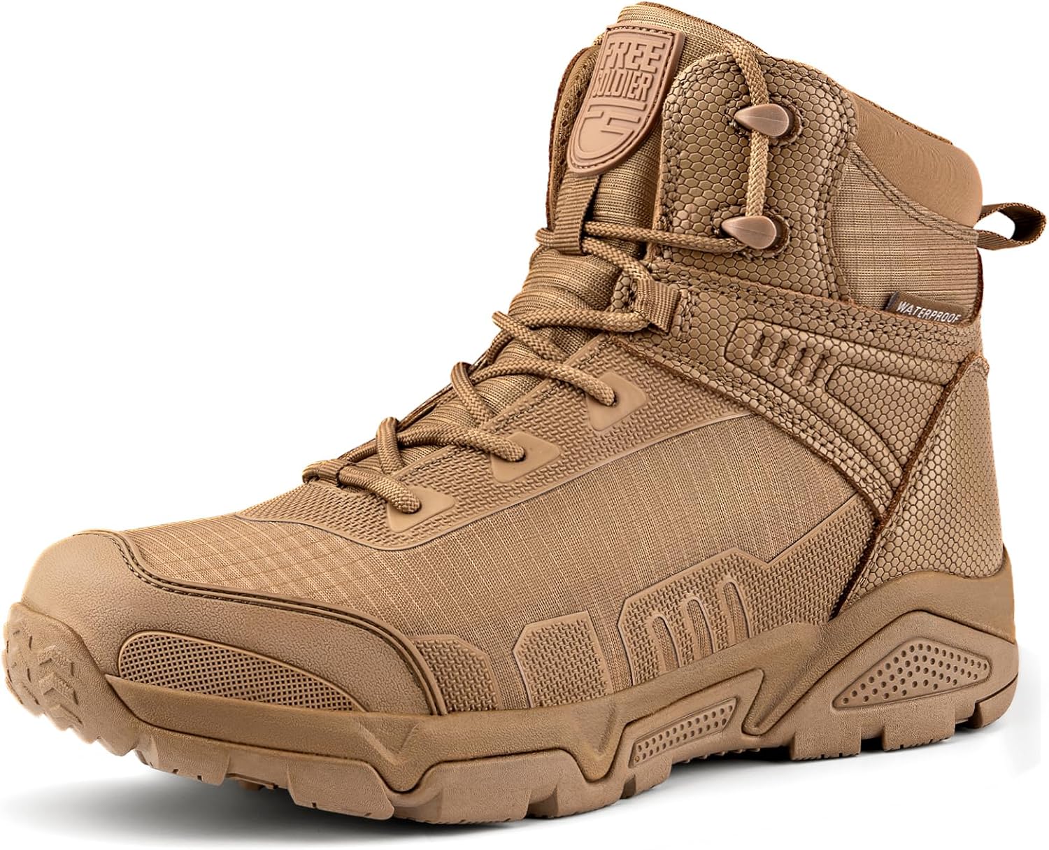 Мужские водонепроницаемые тактические ботинки FREE SOLDIER, легкие, комфортные боевые и походные ботинки, коричневый
Мужские водонепроницаемые тактические ботинки FREE SOLDIER, легкие, комфортные боевые и походные ботинки, коричневый