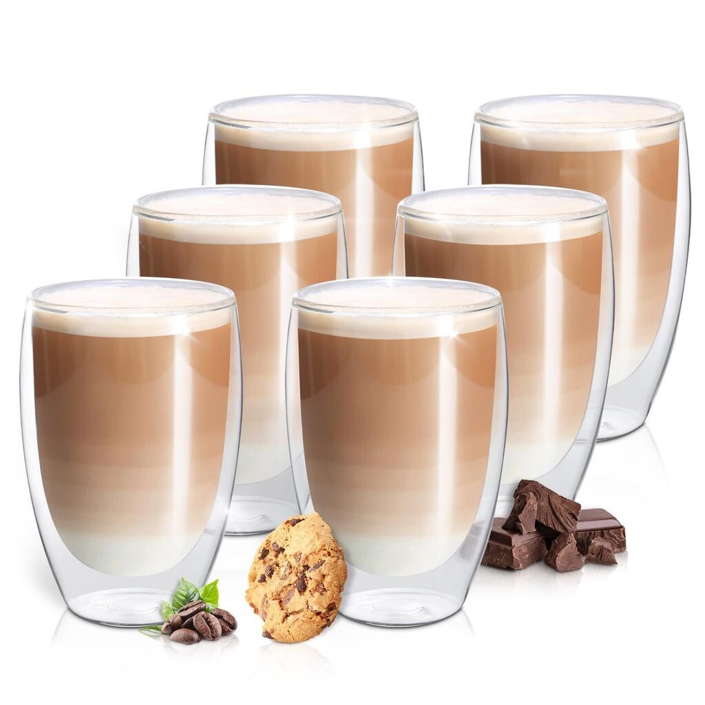 Fresh Master Barista 6x400 мл, стаканы для латте макиато, стаканы для эспрессо, набор термостеклянных чашек, стаканы для кофе с двойными стенками
Fresh Master Barista 6x400 мл, стаканы для латте макиато, стаканы для эспрессо, набор термостеклянных чашек, стаканы для кофе с двойными стенками