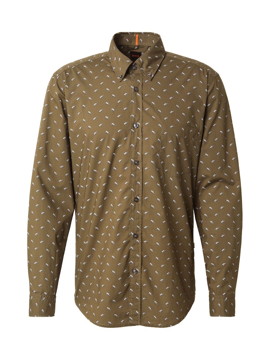 Рубашка Slim Fit на пуговицах BOSS Rickert_M, оливковый
Рубашка Slim Fit на пуговицах BOSS Rickert_M, оливковый