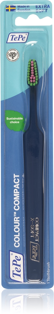 Цветная компактная очень мягкая зубная щетка Tepe, dark blue
Цветная компактная очень мягкая зубная щетка Tepe, dark blue