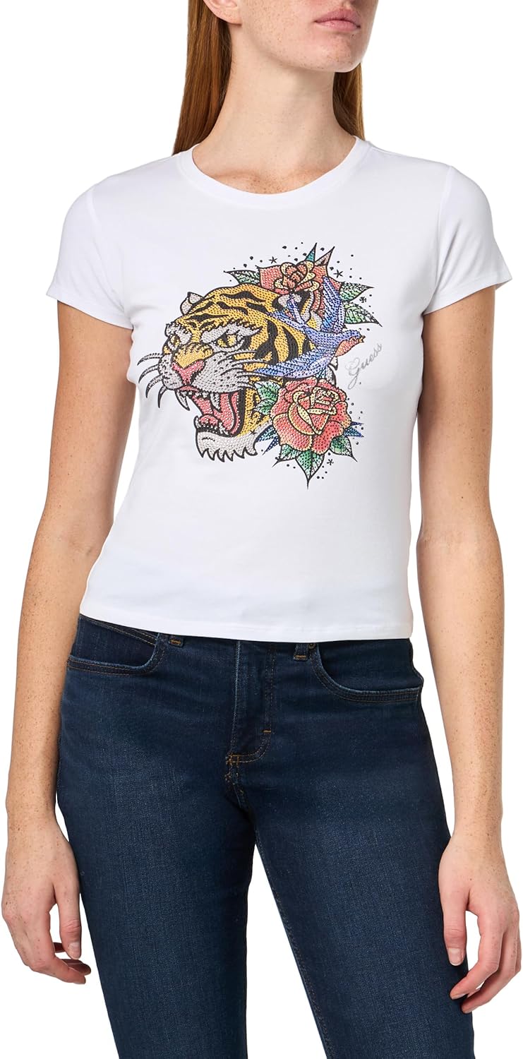 GUESS Женская футболка с коротким рукавом Eco Short Sleeve Crystal Tiger R5, Pure White, Белый, GUESS Женская футболка с коротким рукавом Eco Short Sleeve Crystal Tiger R5, Pure White
GUESS Женская футболка с коротким рукавом Eco Short Sleeve Crystal Tiger R5, Pure White, Белый, GUESS Женская футболка с коротким рукавом Eco Short Sleeve Crystal Tiger R5, Pure White