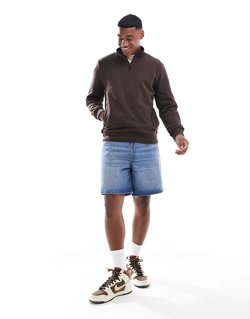 Толстовка с застежкой-молнией 1/4 шоколадно-коричневого цвета Threadbare
Толстовка с застежкой-молнией 1/4 шоколадно-коричневого цвета Threadbare