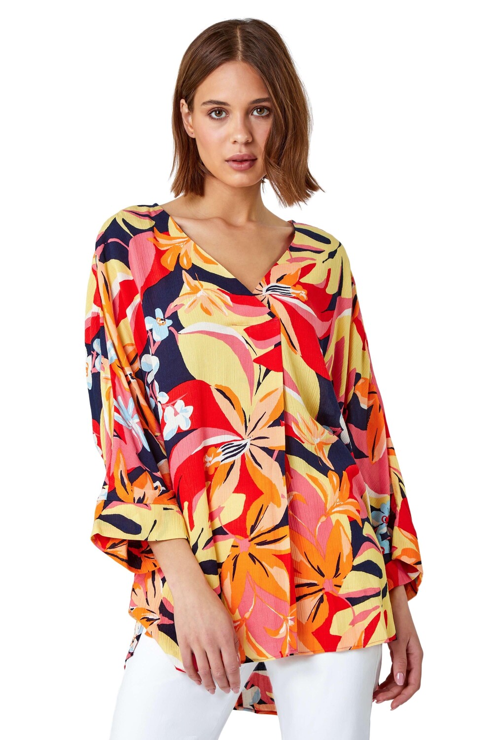 Свободный топ-кимоно с тропическим принтом Roman, оранжевый
Свободный топ-кимоно с тропическим принтом Roman, оранжевый