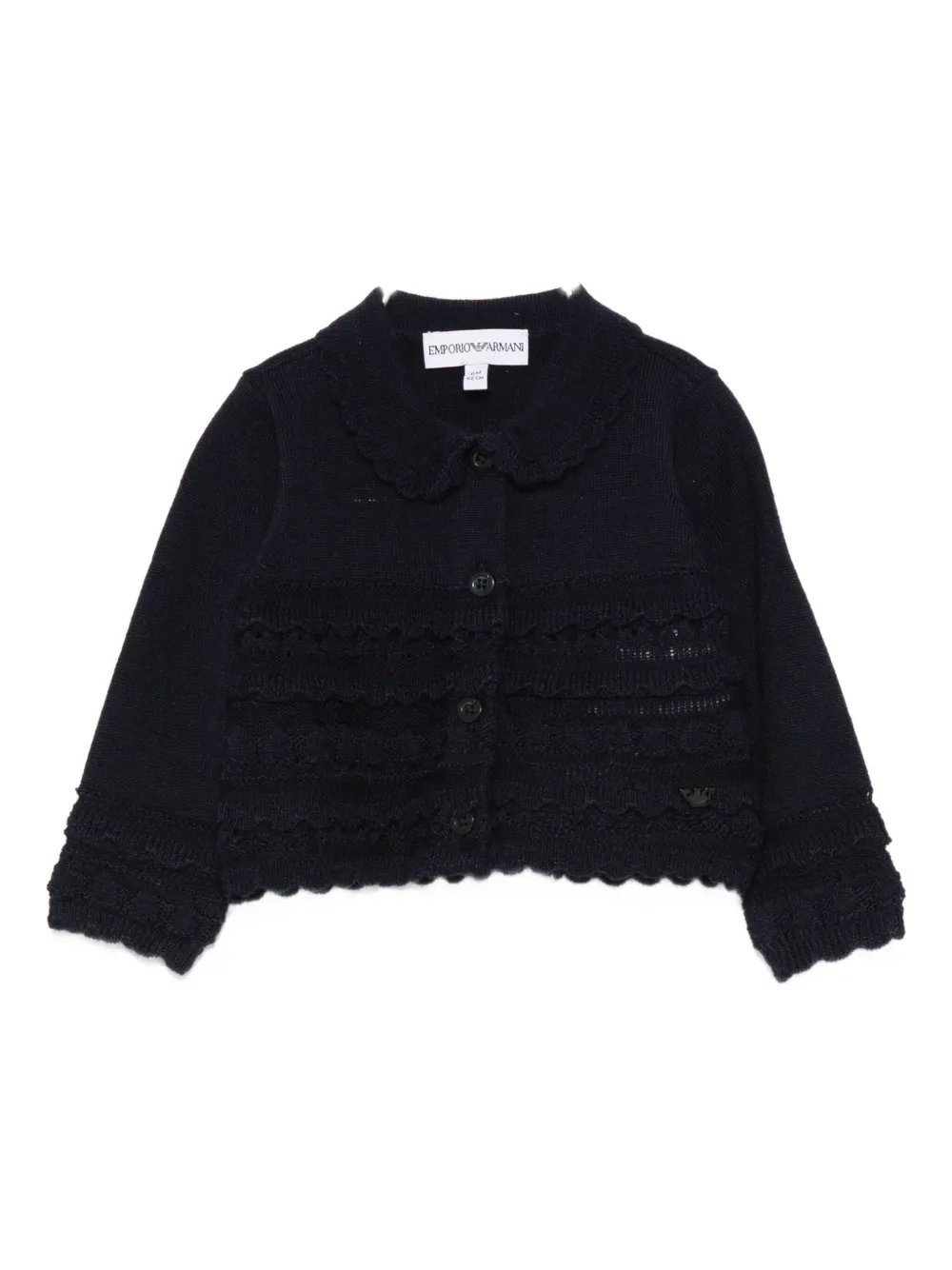 Шерстяной кардиган с воланами Emporio Armani Kids, синий
Шерстяной кардиган с воланами Emporio Armani Kids, синий