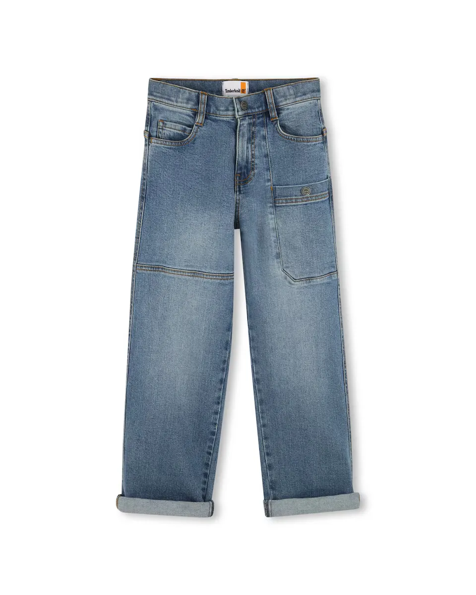 Джинсы для мальчиков в однотонном синем цвете Timberland, голубой 
Джинсы для мальчиков в однотонном синем цвете Timberland, голубой
