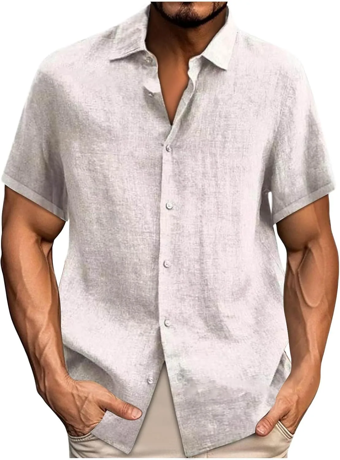 Мужская льняная рубашка с коротким рукавом casual, свободного кроя
Мужская льняная рубашка с коротким рукавом casual, свободного кроя