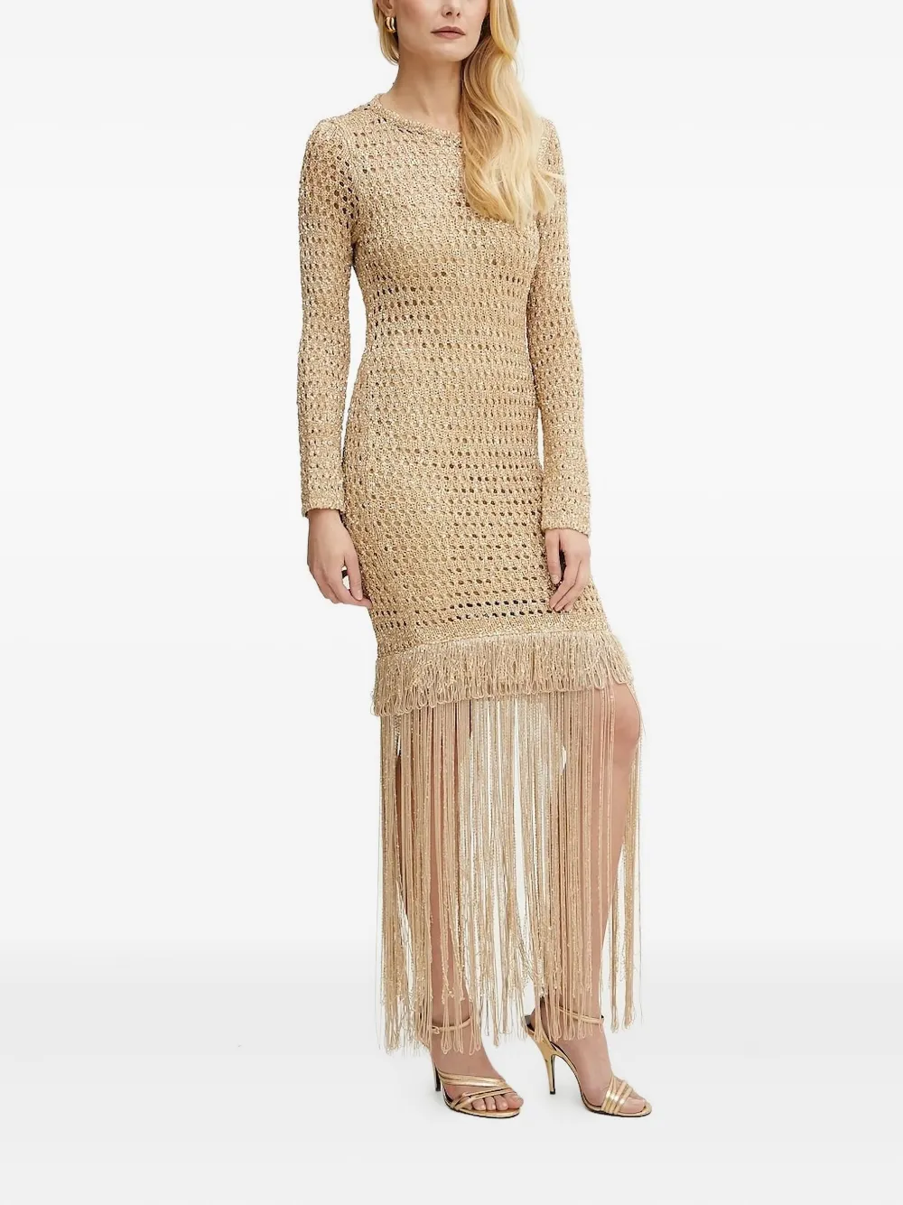 Платье мини с открытой спиной и бахромой Simona Corsellini, нейтральный
Платье мини с открытой спиной и бахромой Simona Corsellini, нейтральный