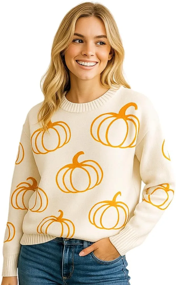 Свитер Unisex с тыквами, уютный осенний вязаный Grewear
Свитер Unisex с тыквами, уютный осенний вязаный Grewear
