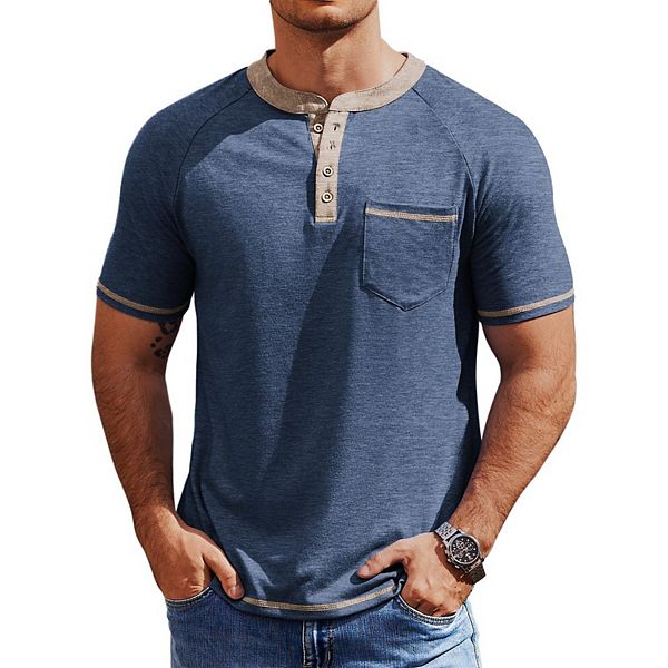 Мужская футболка henley с коротким рукавом и 4 пуговицами Coofandy, Navy Blue
Мужская футболка henley с коротким рукавом и 4 пуговицами Coofandy, Navy Blue