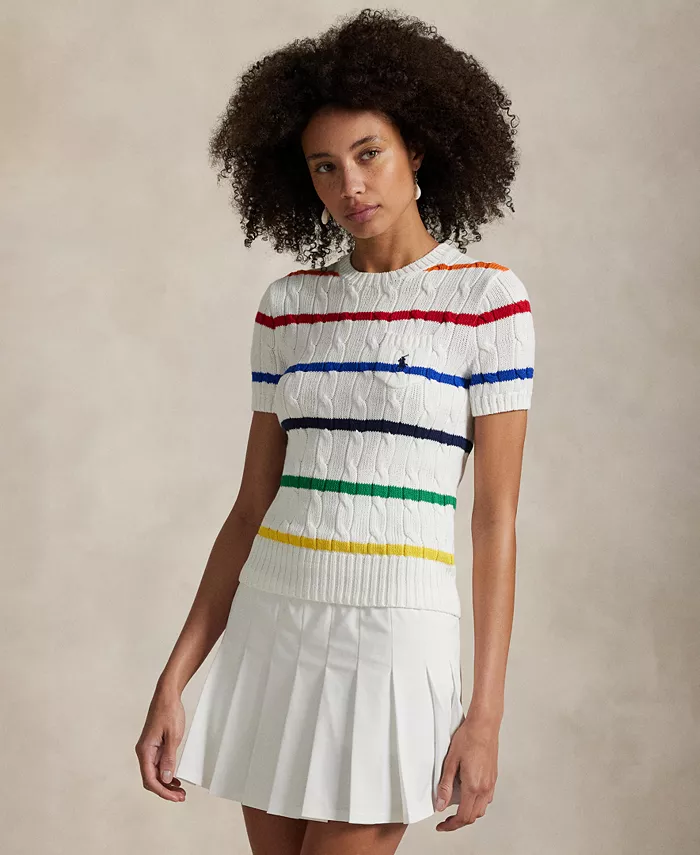 Женский свитер из хлопка в полоску для Открытого чемпионата США по теннису Polo Ralph Lauren, белый
Женский свитер из хлопка в полоску для Открытого чемпионата США по теннису Polo Ralph Lauren, белый