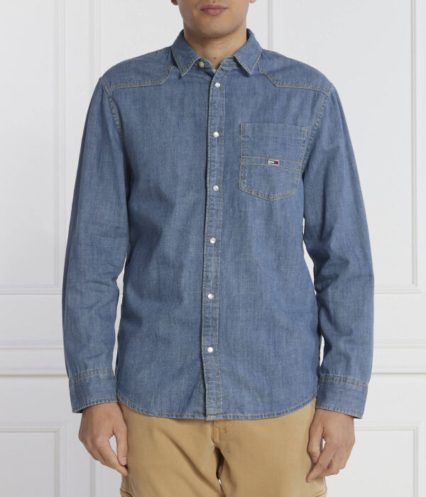 Рубашка мужская Tommy Jeans джинсовая свободного кроя, синий
Рубашка мужская Tommy Jeans джинсовая свободного кроя, синий