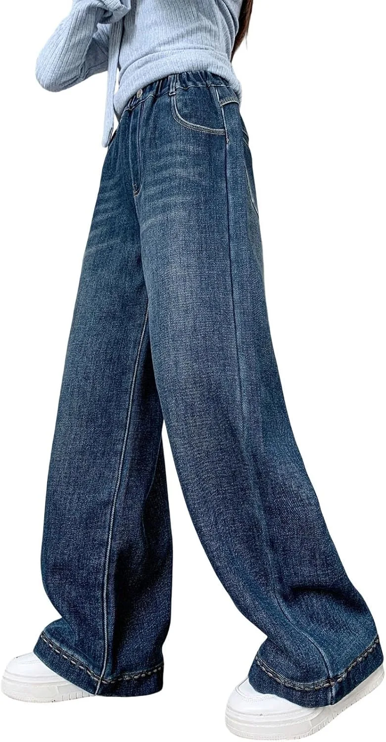 Девчачьи зимние джинсы с флисовой подкладкой, широкие, на резинке
Девчачьи зимние джинсы с флисовой подкладкой, широкие, на резинке