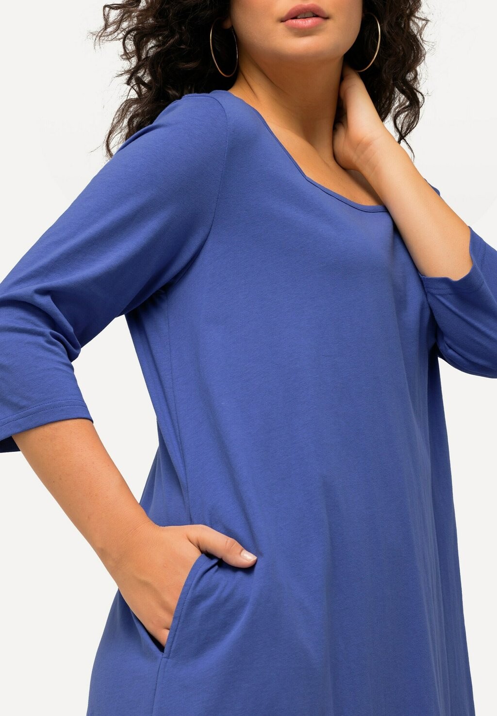 Топ с длинными рукавами LONG A-LINIE CARREE-AUSSCHNITT 3/4-ARM Ulla Popken, синий 
Топ с длинными рукавами LONG A-LINIE CARREE-AUSSCHNITT 3/4-ARM Ulla Popken, синий