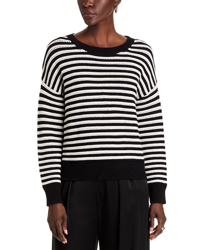 Полосатый свитер с круглым вырезом T Tahari, черный
Полосатый свитер с круглым вырезом T Tahari, черный