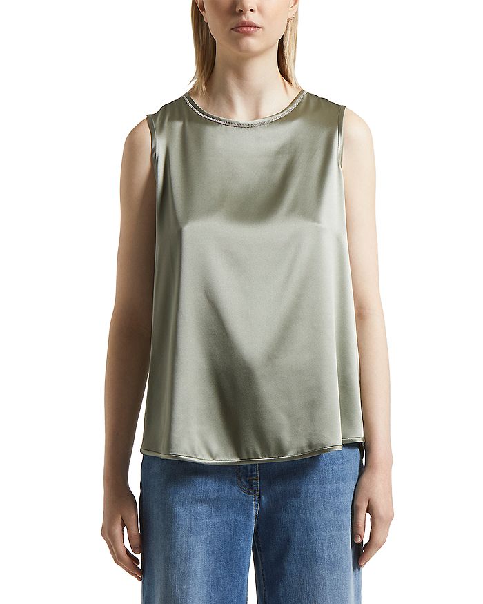 Камзол с круглым вырезом из смесового шелка Peserico, зеленый 
Камзол с круглым вырезом из смесового шелка Peserico, зеленый