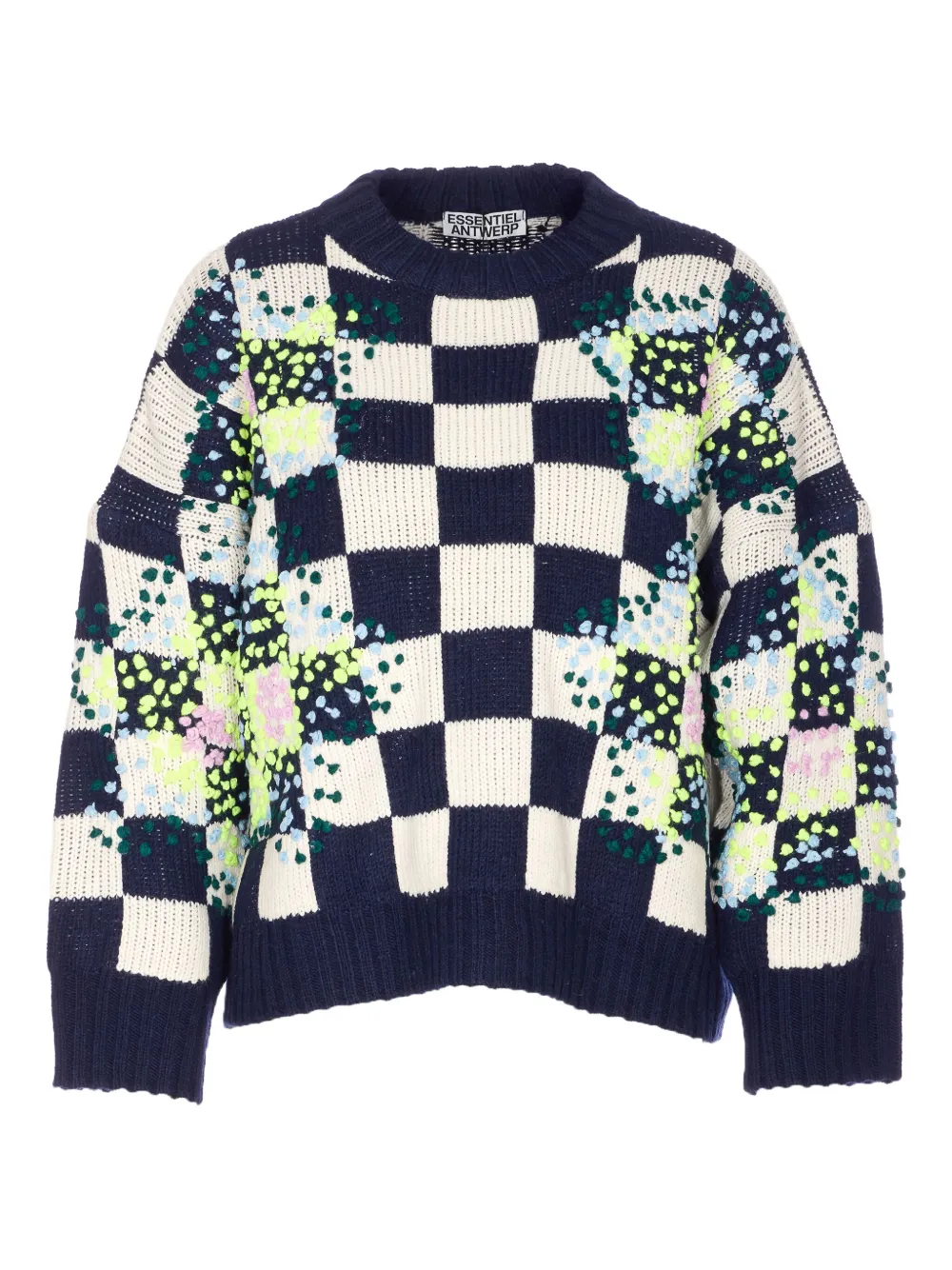 Вязаный свитер с вышивкой и клетчатым узором Essentiel Antwerp, синий
Вязаный свитер с вышивкой и клетчатым узором Essentiel Antwerp, синий