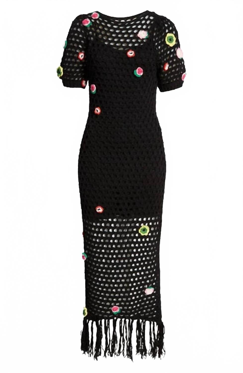 SOMETHING NAVY Женское длинное платье с цветочной аппликацией, связанное крючком, в черном цвете
SOMETHING NAVY Женское длинное платье с цветочной аппликацией, связанное крючком, в черном цвете