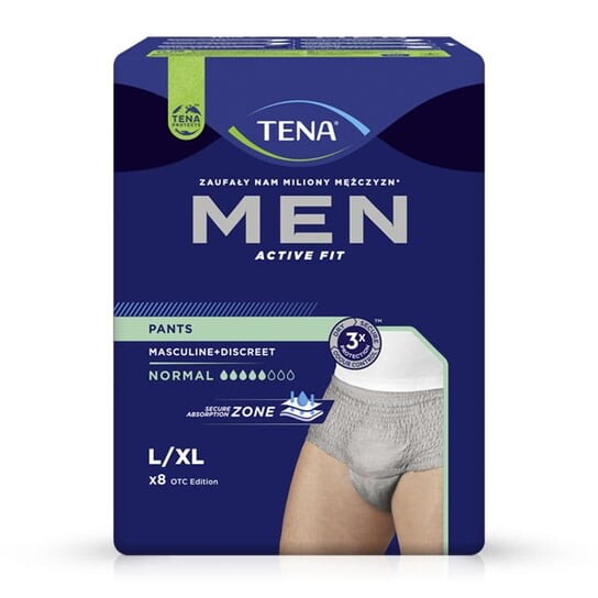 Впитывающее белье, L/XL, 8 шт. Tena Men Pants Normal
Впитывающее белье, L/XL, 8 шт. Tena Men Pants Normal