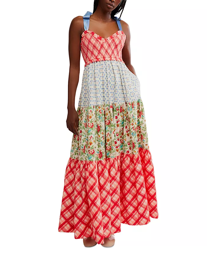 Женское платье макси Bluebell из хлопка с комбинированным принтом и ярусами Free People, красный
Женское платье макси Bluebell из хлопка с комбинированным принтом и ярусами Free People, красный