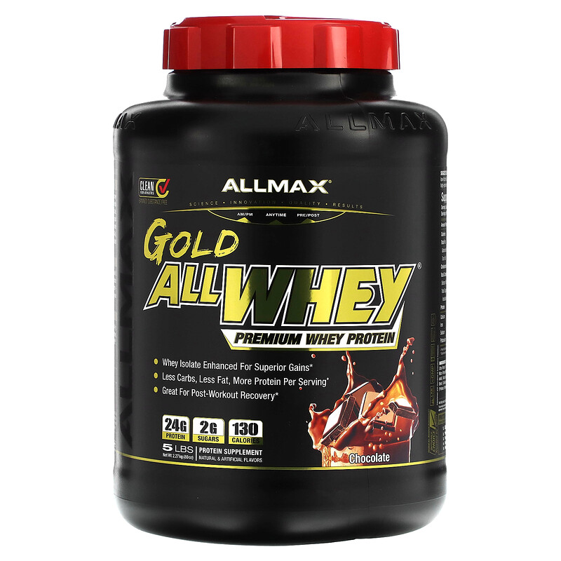 ALLMAX, Gold AllWhey, сывороточный протеин премиального качества, шоколад, 2,27 кг (5 фунтов)
ALLMAX, Gold AllWhey, сывороточный протеин премиального качества, шоколад, 2,27 кг (5 фунтов)