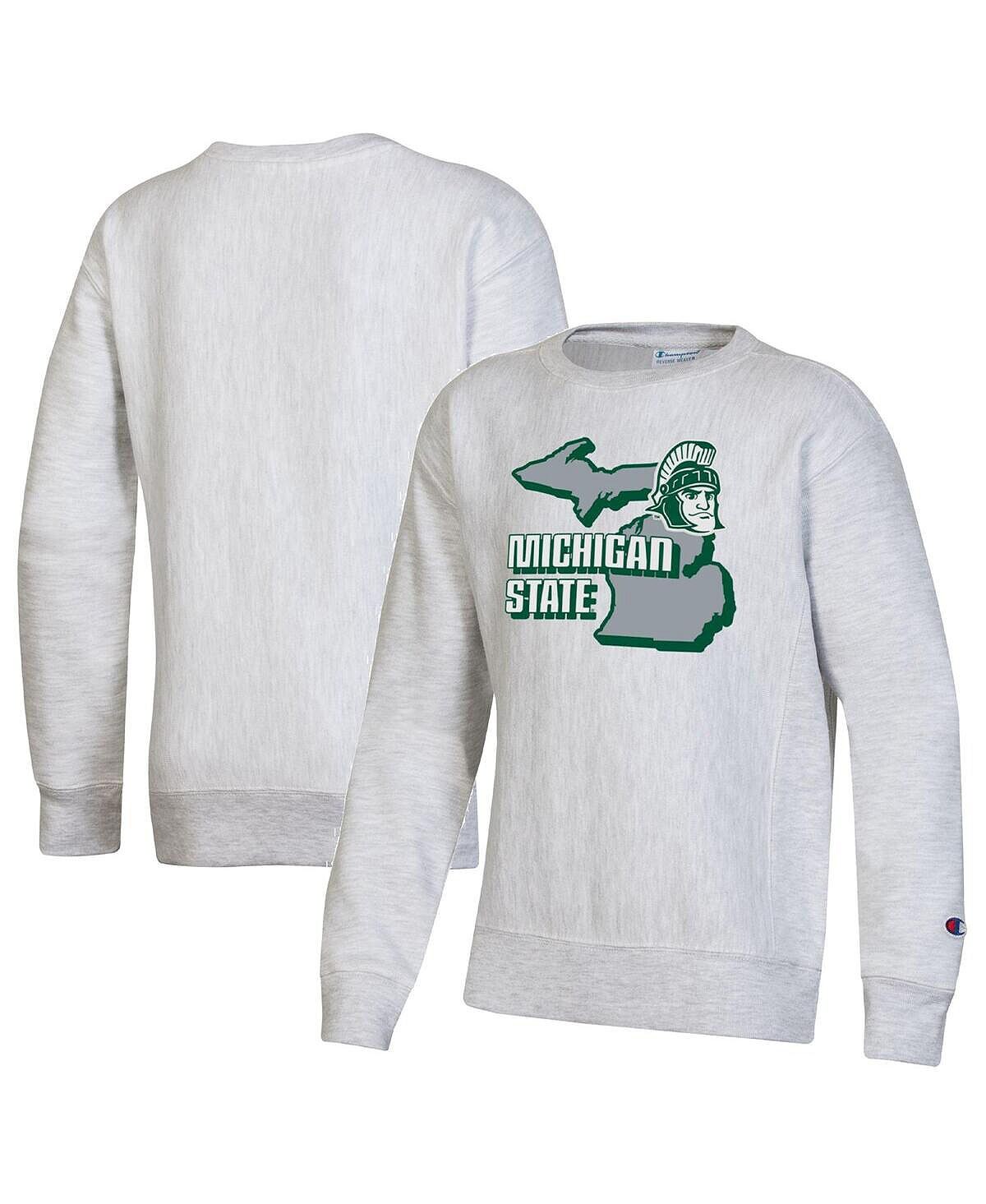 Пуловер с принтом Big Boys Heather Grey Michigan State Spartans обратного переплетения Champion
Пуловер с принтом Big Boys Heather Grey Michigan State Spartans обратного переплетения Champion
