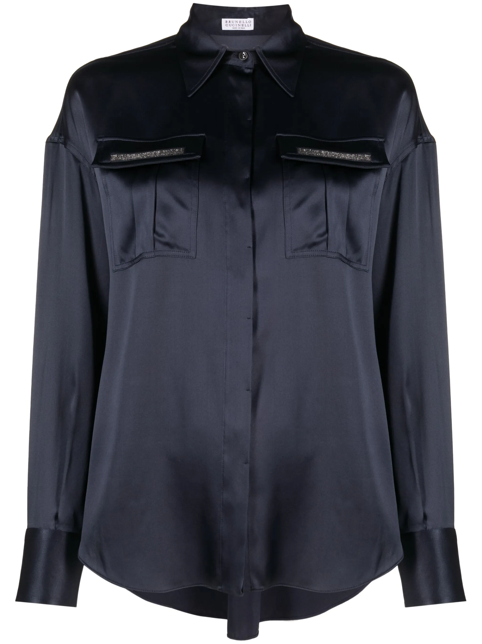 Шелковая рубашка с длинными рукавами Brunello Cucinelli, синий
Шелковая рубашка с длинными рукавами Brunello Cucinelli, синий