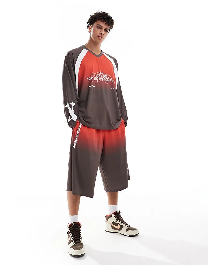 Удлиненные тренировочные шорты COLLUSION черного и красного цвета, коорд. 
Удлиненные тренировочные шорты COLLUSION черного и красного цвета, коорд.