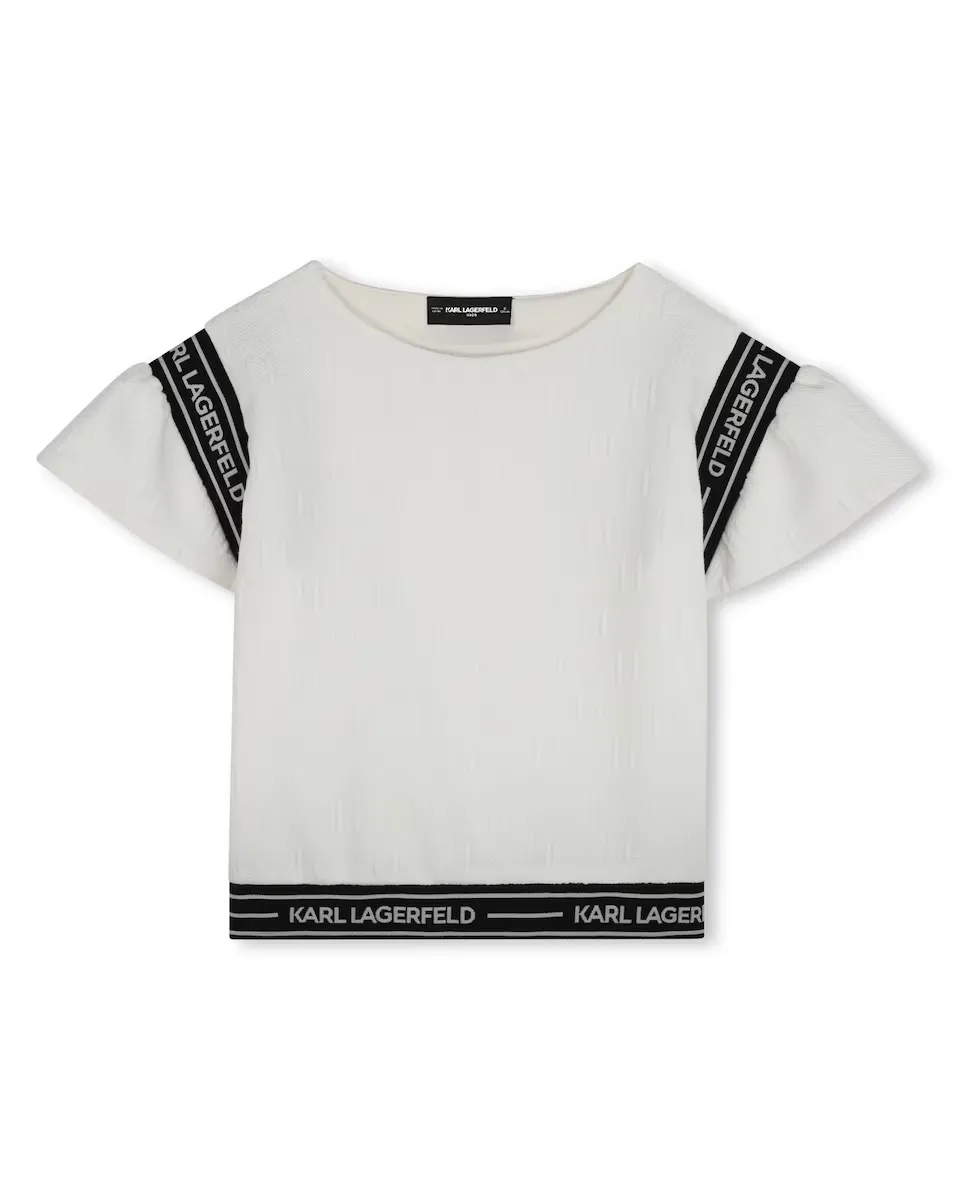 Футболка с коротким рукавом и тисненым жаккардом для девочки Karl Lagerfeld Kids, белый
Футболка с коротким рукавом и тисненым жаккардом для девочки Karl Lagerfeld Kids, белый