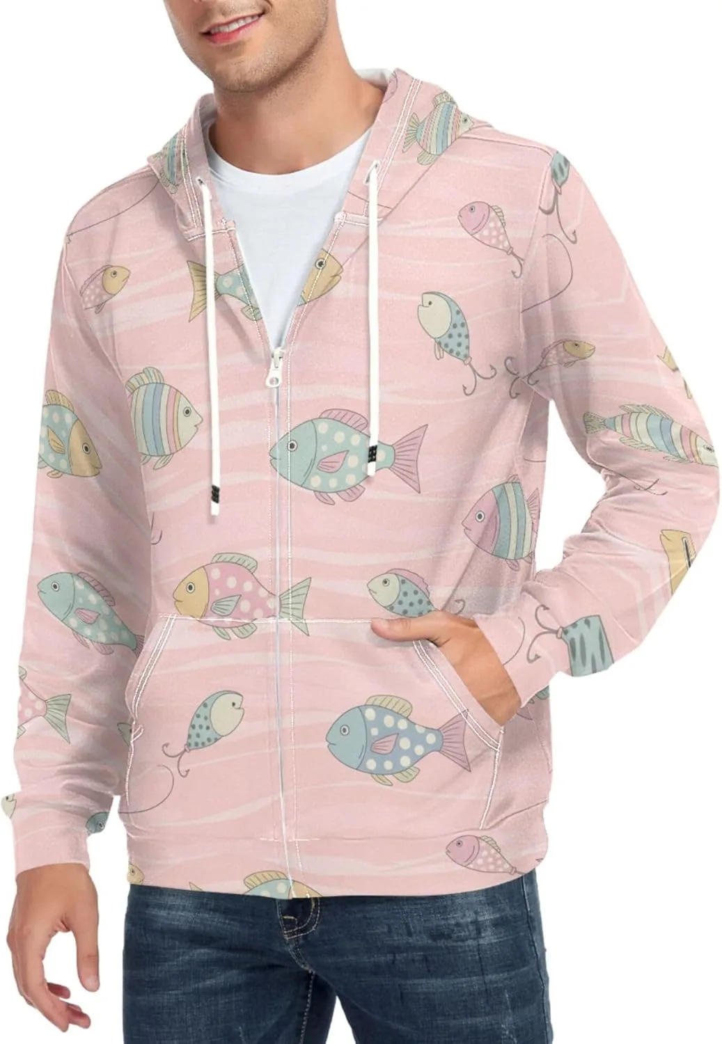 Мужская худи с полной молнией и принтом рыбы CUPADA
Мужская худи с полной молнией и принтом рыбы CUPADA