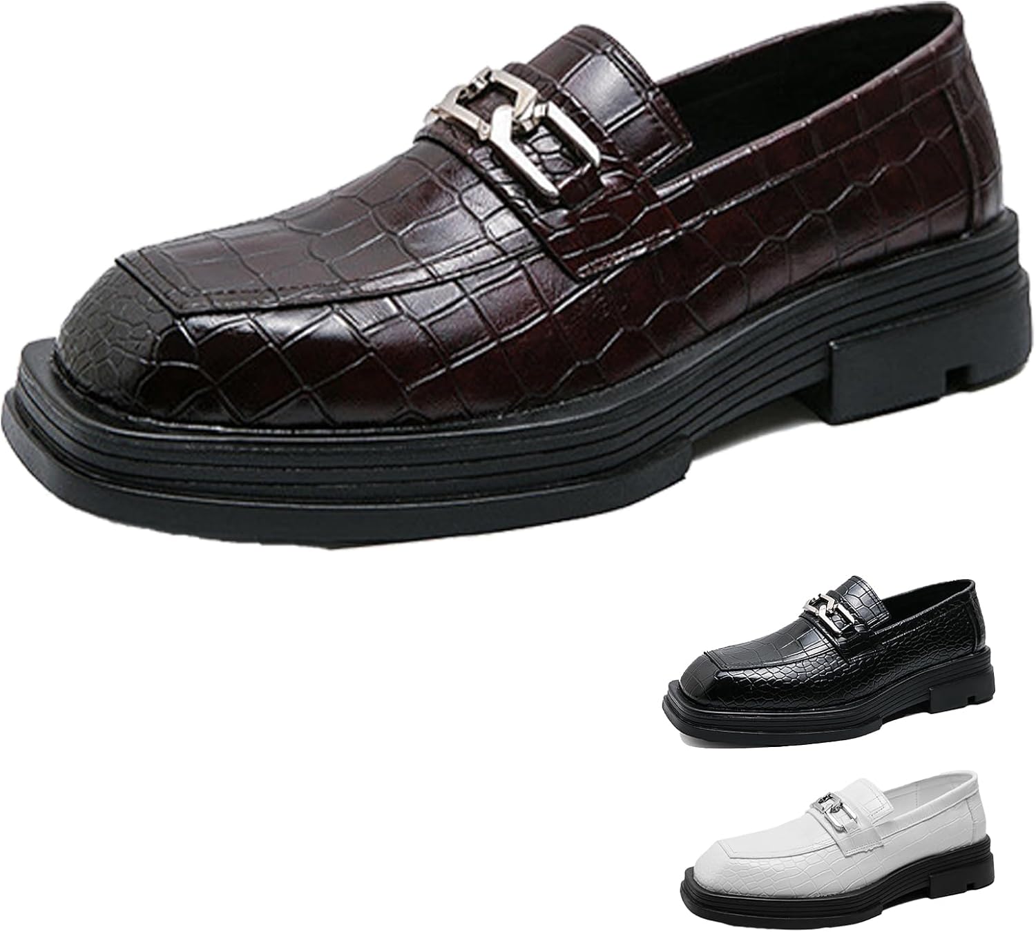 Мужские кожаные лоферы TZNBGGE с крокодиловым тиснением, квадратным носком и цепочкой, ретро стиль, удобная подошва-платформа, противоскользящие, без шнурков, деловая и повседневная обувь для работы, вечеринок, прогулок и вождения, коричневый
Мужские кожаные лоферы TZNBGGE с крокодиловым тиснением, квадратным носком и цепочкой, ретро стиль, удобная подошва-платформа, противоскользящие, без шнурков, деловая и повседневная обувь для работы, вечеринок, прогулок и вождения, коричневый