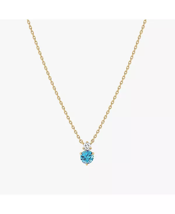 Ожерелье с двумя камнями-зодиаками, покрытое 14-каратным золотом, идея для личного подарка на праздник Bearfruit Jewelry, aquamarine