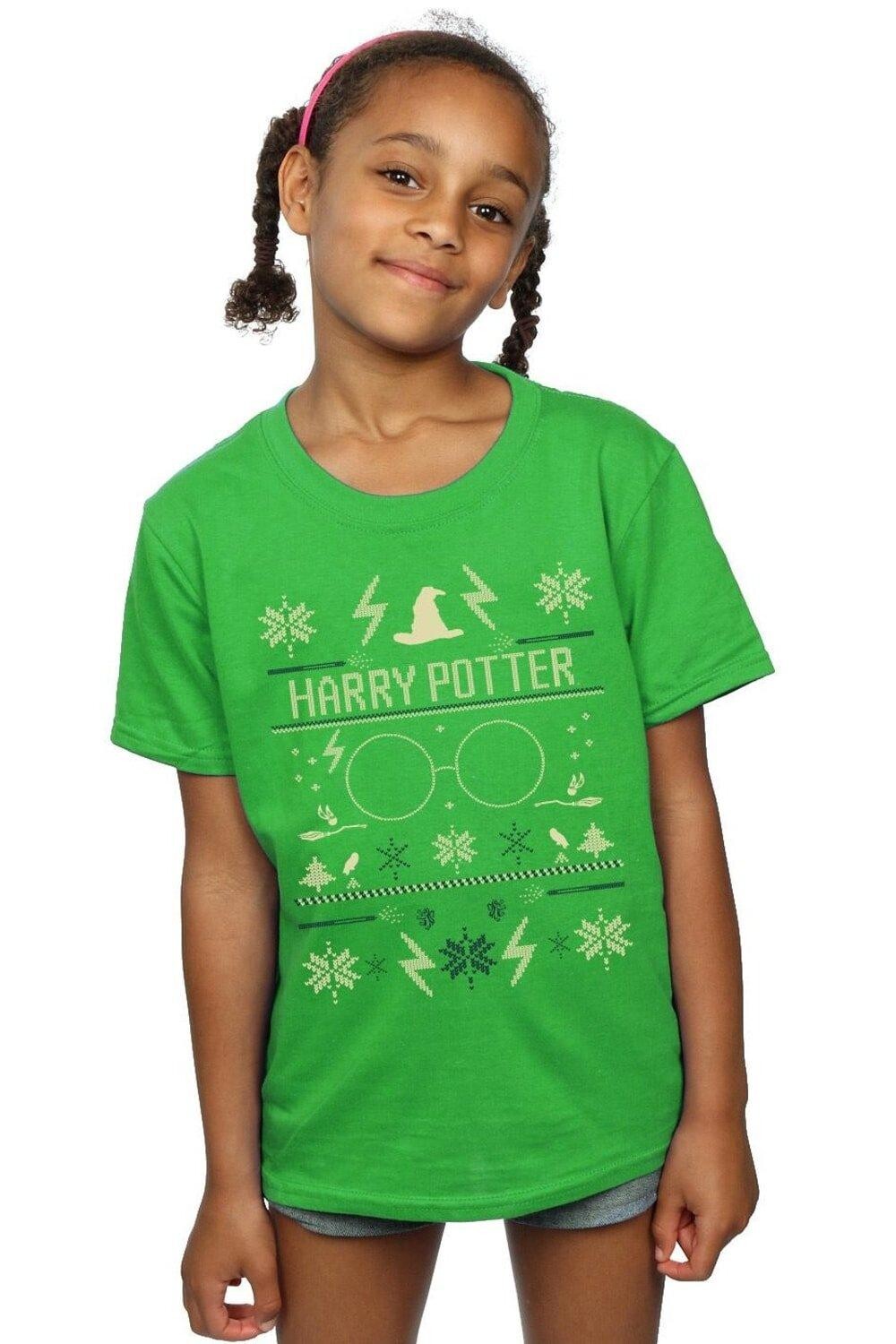 Хлопковая футболка с рождественским узором Harry Potter, зеленый
Хлопковая футболка с рождественским узором Harry Potter, зеленый