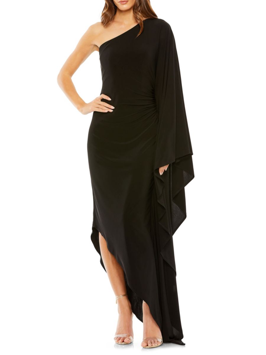 Асимметричное платье миди на одно плечо со сборками Mac Duggal, черный
Асимметричное платье миди на одно плечо со сборками Mac Duggal, черный