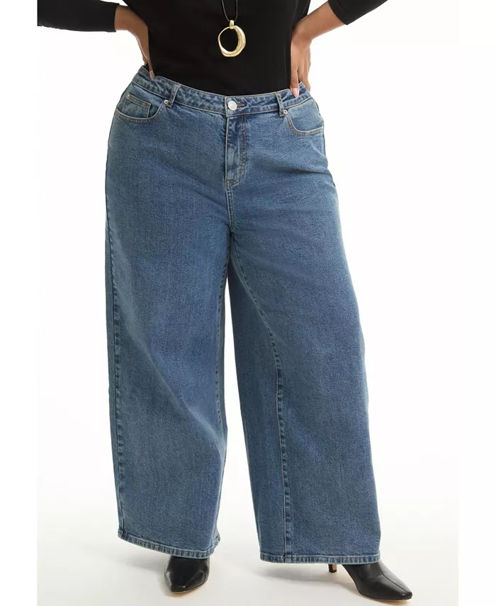 Женские джинсы Curvie-Fit с высокой талией больших размеров June + Vie, синий
Женские джинсы Curvie-Fit с высокой талией больших размеров June + Vie, синий