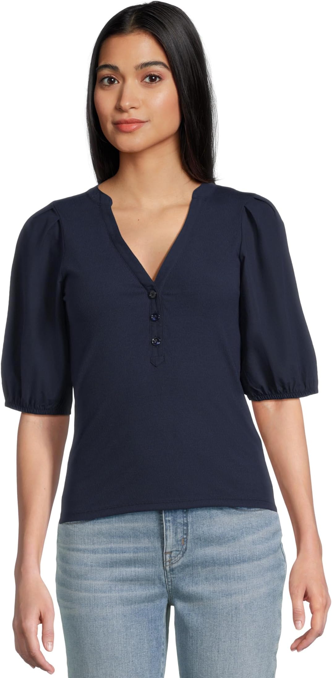 Футболка Madewell Mixy V-Neck Puff Tee, цвет Midnight Navy 
Футболка Madewell Mixy V-Neck Puff Tee, цвет Midnight Navy