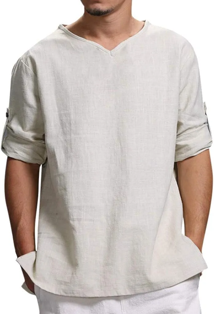 Мужская хлопковая льняная футболка Casual с коротким рукавом
Мужская хлопковая льняная футболка Casual с коротким рукавом