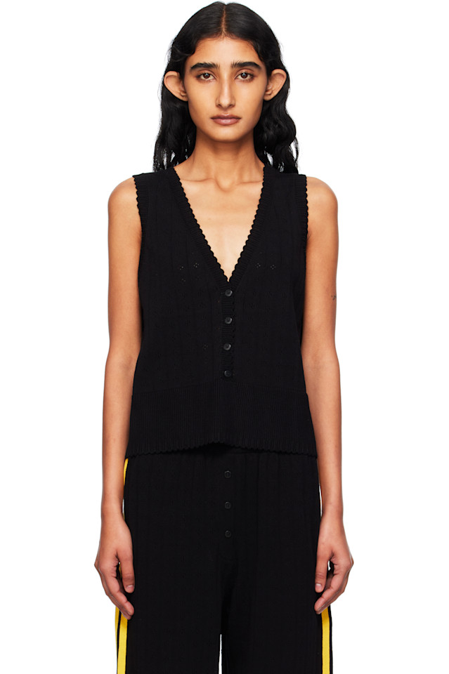 Кардиган-жилет из органического хлопка с ажурной вязкой Cordera, черный
Кардиган-жилет из органического хлопка с ажурной вязкой Cordera, черный