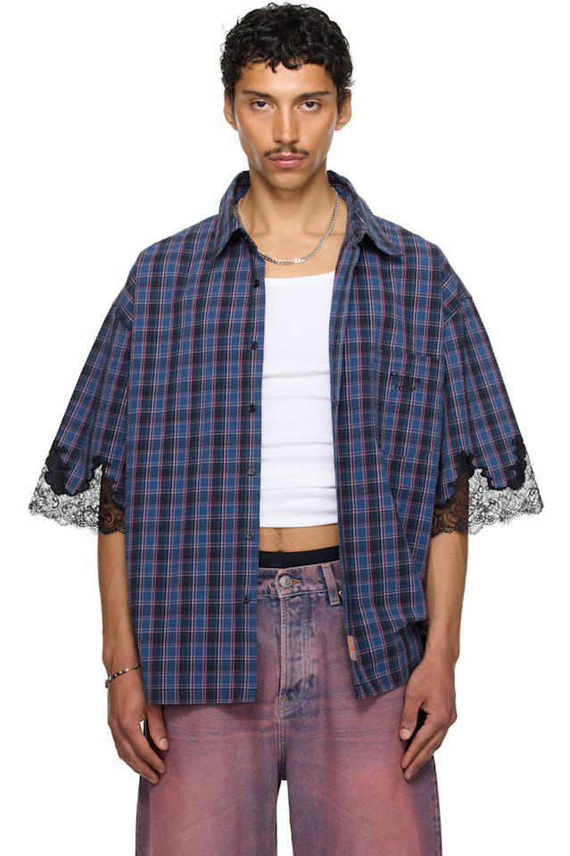 эксклюзивная синяя кружевная рубашка Ssense Martine Rose, синий
эксклюзивная синяя кружевная рубашка Ssense Martine Rose, синий