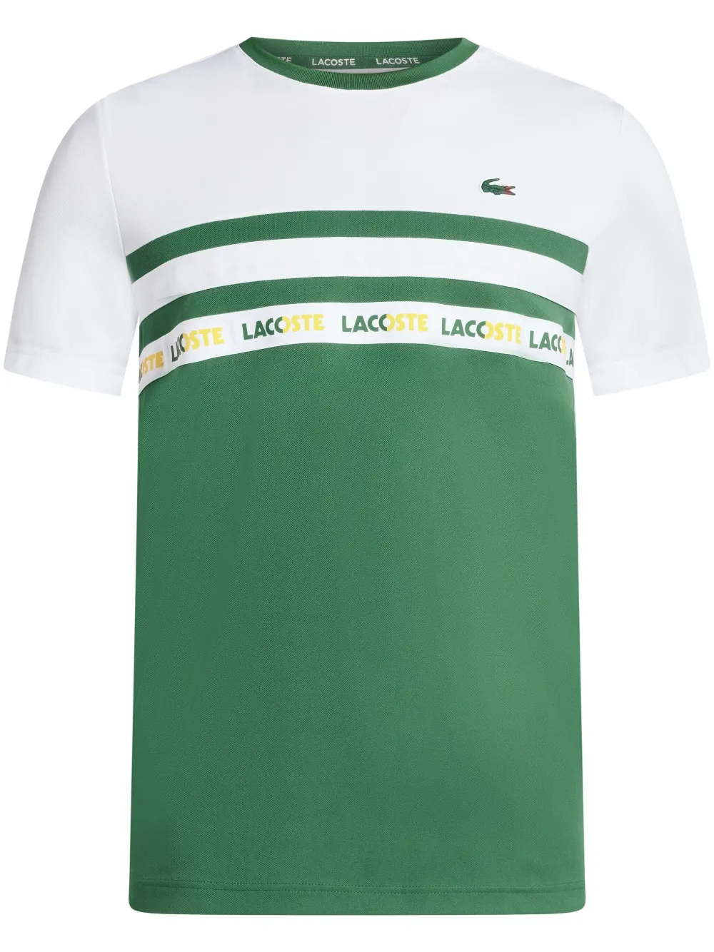 Футболка в полоску с логотипом Lacoste, зеленый 
Футболка в полоску с логотипом Lacoste, зеленый