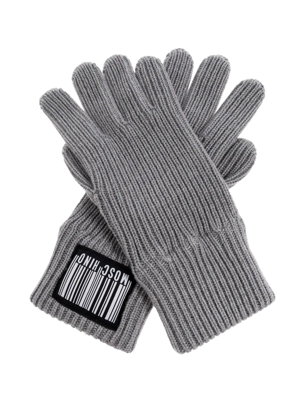 Ребристые перчатки с аппликацией штрих-кода Moschino, серый
Ребристые перчатки с аппликацией штрих-кода Moschino, серый