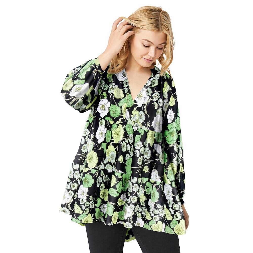 Женская многоярусная туника больших размеров Ellos с V-образным вырезом и вырезом, цвет Black Green Floral
Женская многоярусная туника больших размеров Ellos с V-образным вырезом и вырезом, цвет Black Green Floral