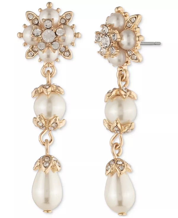 Серьги-Подвески с золотистыми кристаллами и искусственным жемчугом Marchesa, white
Серьги-Подвески с золотистыми кристаллами и искусственным жемчугом Marchesa, white