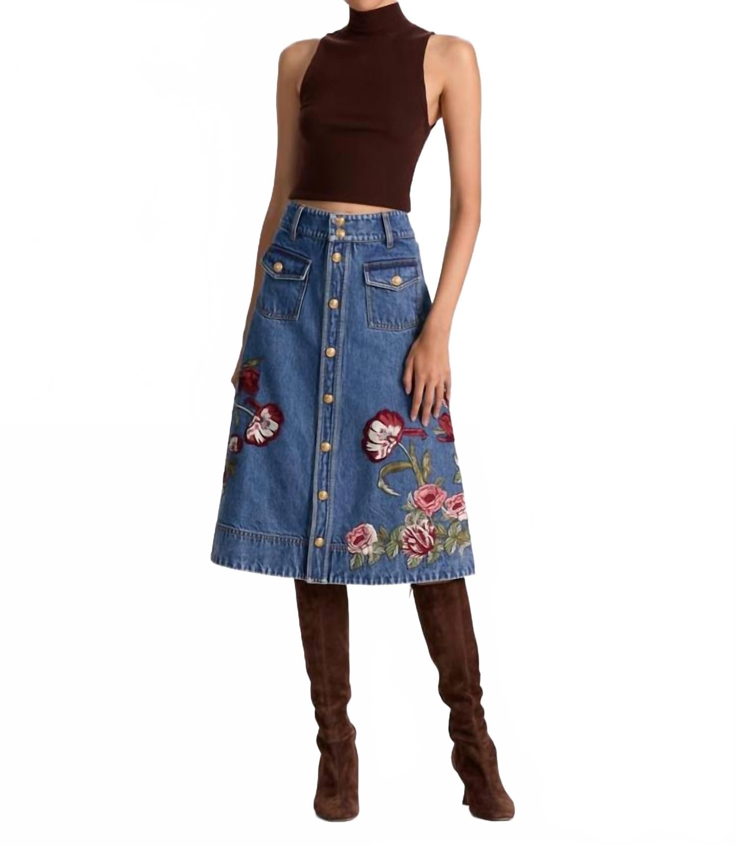 Alice + olivia Юбка миди Dahlia в цвете Brooklyn Blue/multiple
Alice + olivia Юбка миди Dahlia в цвете Brooklyn Blue/multiple