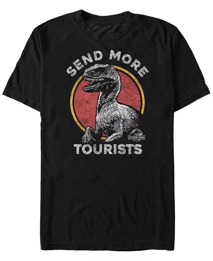 Футболка с коротким рукавом для мужчин «Парк Юрского периода» с надписью «Raptor Send More Tourists» Fifth Sun, черный 
Футболка с коротким рукавом для мужчин «Парк Юрского периода» с надписью «Raptor Send More Tourists» Fifth Sun, черный
