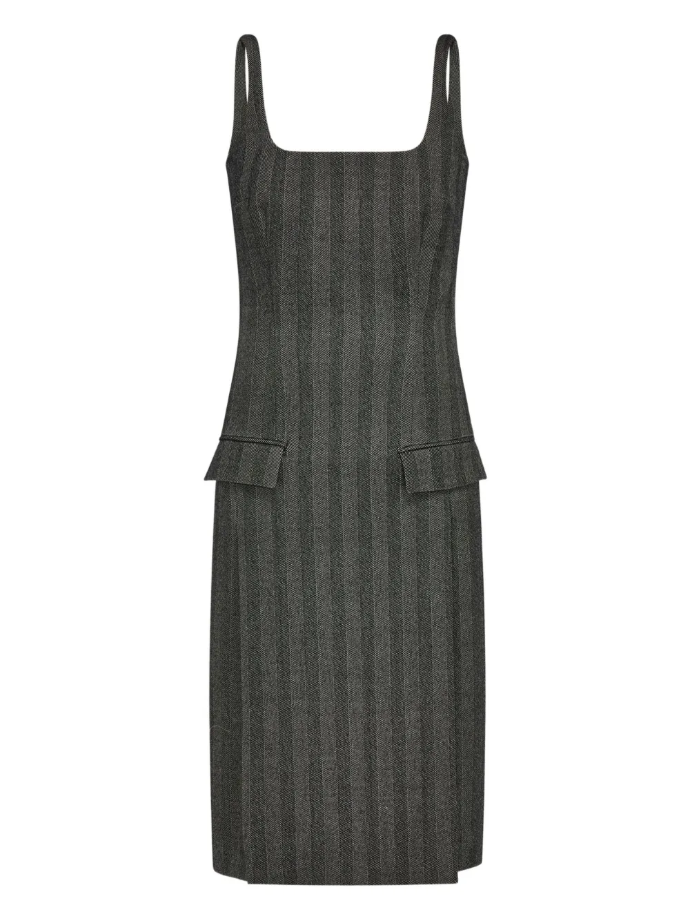 Платье миди с квадратным вырезом и узором в елочку Ferragamo, серый
Платье миди с квадратным вырезом и узором в елочку Ferragamo, серый