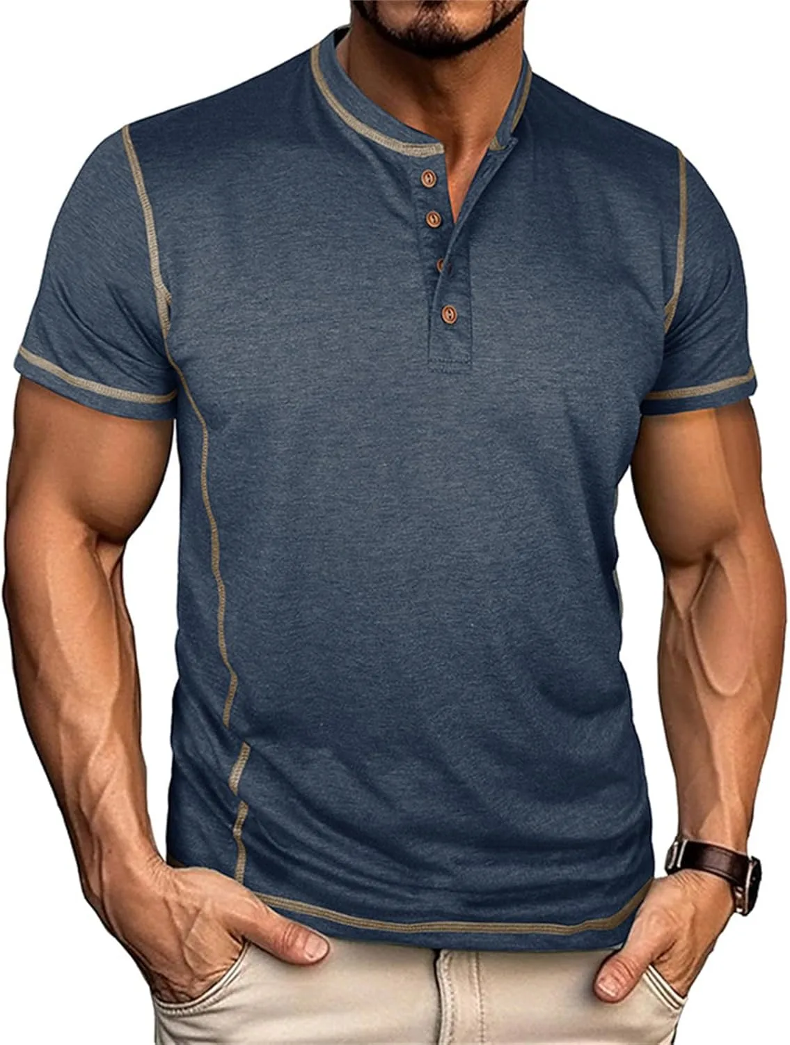 Мужская футболка хенли с коротким рукавом slim fit HswsEJ
Мужская футболка хенли с коротким рукавом slim fit HswsEJ