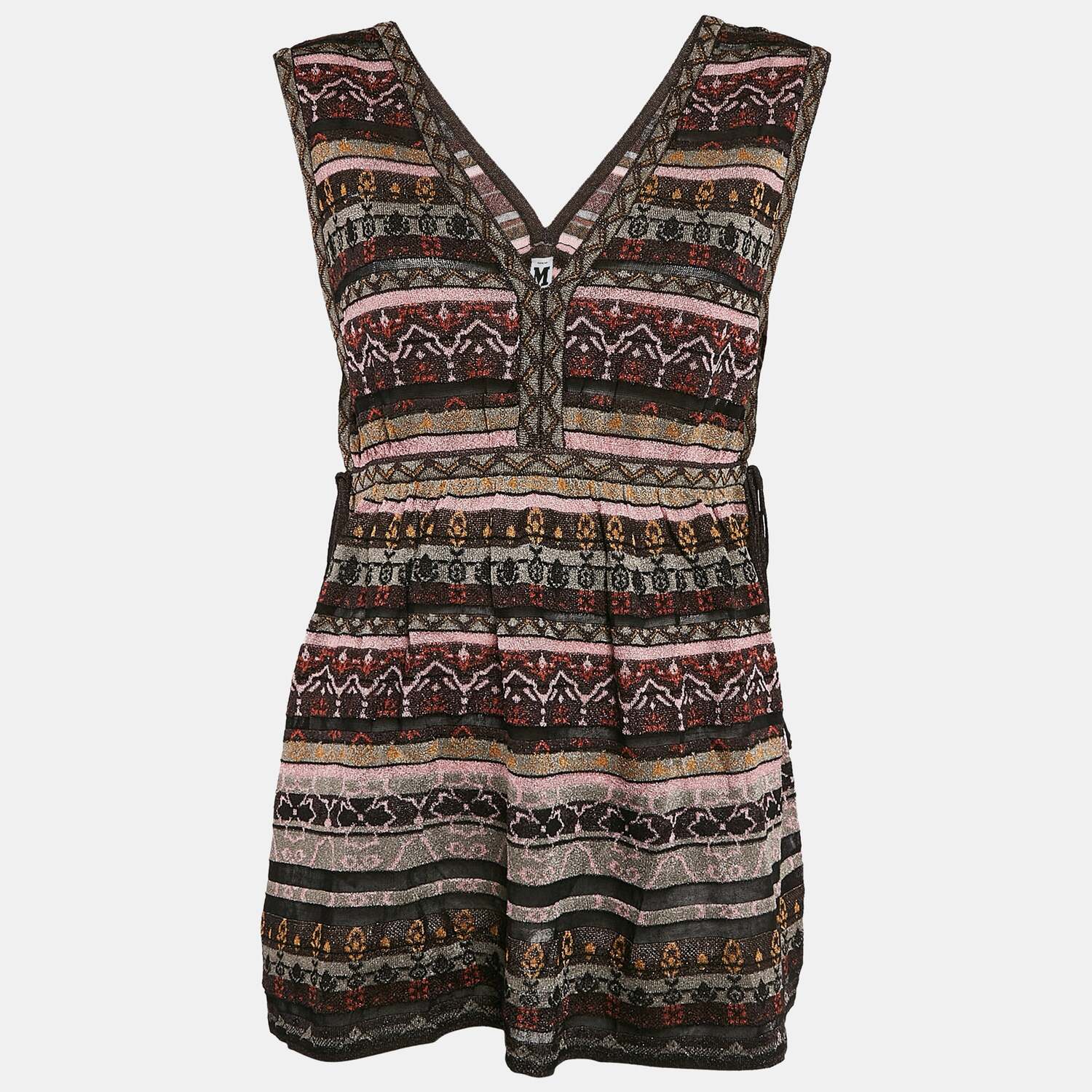 M Missoni Разноцветный вязаный топ без рукавов с V-образным вырезом и узором
M Missoni Разноцветный вязаный топ без рукавов с V-образным вырезом и узором