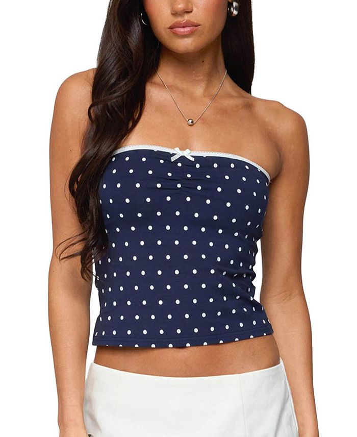 Топ с встроенным бюстгальтером в горошек Edikted, синий
Топ с встроенным бюстгальтером в горошек Edikted, синий