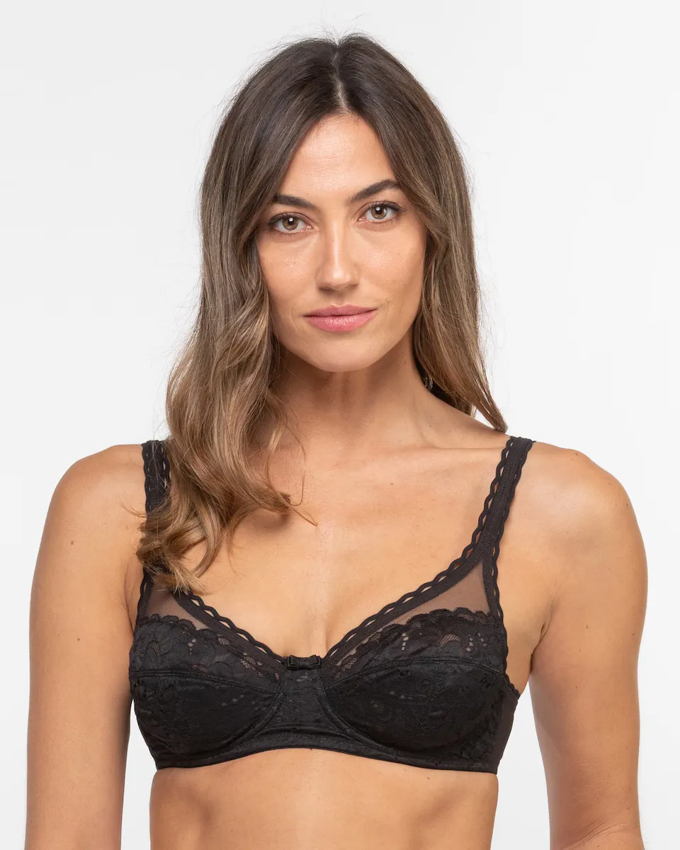 Бюстгальтер на косточках из переработанного кружева и тюля Playtex, черный
Бюстгальтер на косточках из переработанного кружева и тюля Playtex, черный